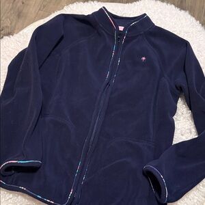 Lilly Pulitzer Navy Fleece Jacket with Pink Accents Size Medium